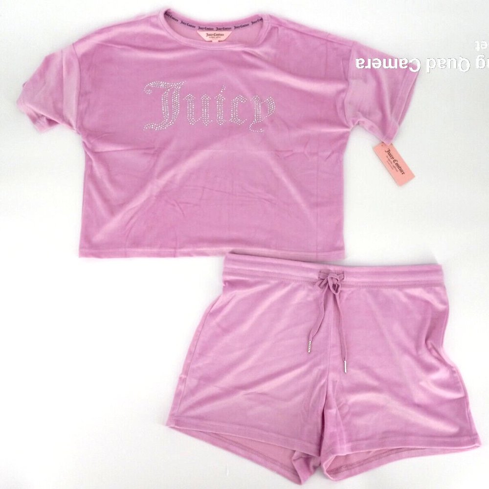 Juicy Couture 2pc Pajama Short & Shirt Lavender Logo Sleepwear Set